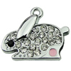 Crystal Zinc alloy Pendant, Fashion jewelry findings, Many colors for choice, Animal 25x22mm, Sold By PC