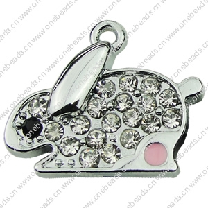 Crystal Zinc alloy Pendant, Fashion jewelry findings, Many colors for choice, Animal 25x22mm, Sold By PC