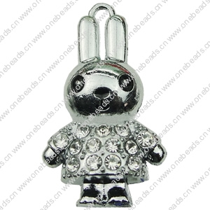 Crystal Zinc alloy Pendant, Fashion jewelry findings, Many colors for choice, Animal 18x32mm, Sold By PC