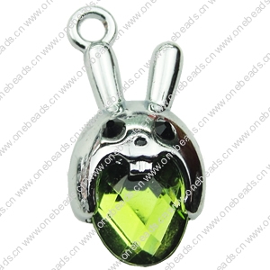 Crystal Zinc alloy Pendant, Fashion jewelry findings, Many colors for choice, Animal 14x28mm, Sold By PC
