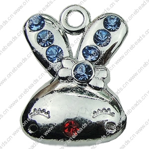 Crystal Zinc alloy Pendant, Fashion jewelry findings, Many colors for choice, Animal 15x22mm, Sold By PC