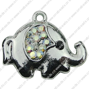 Crystal Zinc alloy Pendant, Fashion jewelry findings, Many colors for choice, Animal 19x23mm, Sold By PC
