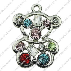 Crystal Zinc alloy Pendant, Fashion jewelry findings, Many colors for choice, Animal 17x25mm, Sold By PC