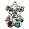 Crystal Zinc alloy Pendant, Fashion jewelry findings, Many colors for choice, Animal 17x25mm, Sold By PC
