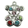 Crystal Zinc alloy Pendant, Fashion jewelry findings, Many colors for choice, Animal 17x25mm, Sold By PC