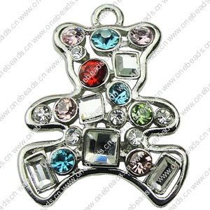 Crystal Zinc alloy Pendant, Fashion jewelry findings, Many colors for choice, Animal 23x30mm, Sold By PC