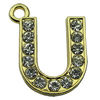Crystal Zinc alloy Pendant, Fashion jewelry findings, Many colors for choice, Letter 19x26mm, Sold By PC
