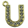 Crystal Zinc alloy Pendant, Fashion jewelry findings, Many colors for choice, Letter 19x26mm, Sold By PC