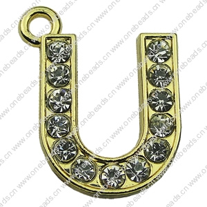 Crystal Zinc alloy Pendant, Fashion jewelry findings, Many colors for choice, Letter 19x26mm, Sold By PC