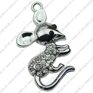 Crystal Zinc alloy Pendant, Fashion jewelry findings, Many colors for choice, Animal 20x37mm, Sold By PC