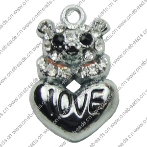 Crystal Zinc alloy Pendant, Fashion jewelry findings, Many colors for choice, Animal 13x21mm, Sold By PC