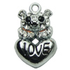 Crystal Zinc alloy Pendant, Fashion jewelry findings, Many colors for choice, Animal 13x21mm, Sold By PC
