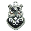 Crystal Zinc alloy Pendant, Fashion jewelry findings, Many colors for choice, Animal 13x21mm, Sold By PC