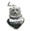 Crystal Zinc alloy Pendant, Fashion jewelry findings, Many colors for choice, Animal 15x21mm, Sold By PC
