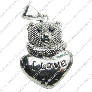 Crystal Zinc alloy Pendant, Fashion jewelry findings, Many colors for choice, Animal 15x21mm, Sold By PC