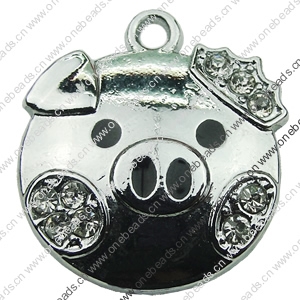 Crystal Zinc alloy Pendant, Fashion jewelry findings, Many colors for choice, Animal 19x21mm, Sold By PC