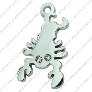 Crystal Zinc alloy Pendant, Fashion jewelry findings, Many colors for choice, Animal 14x25mm, Sold By PC