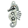 Crystal Zinc alloy Pendant, Fashion jewelry findings, Many colors for choice, Animal 14x29mm, Sold By PC
