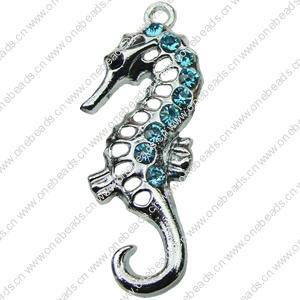 Crystal Zinc alloy Pendant, Fashion jewelry findings, Many colors for choice, Animal 14x38mm, Sold By PC