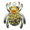 Crystal Zinc alloy Pendant, Fashion jewelry findings, Many colors for choice, Animal 18x25mm, Sold By PC
