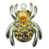 Crystal Zinc alloy Pendant, Fashion jewelry findings, Many colors for choice, Animal 18x25mm, Sold By PC