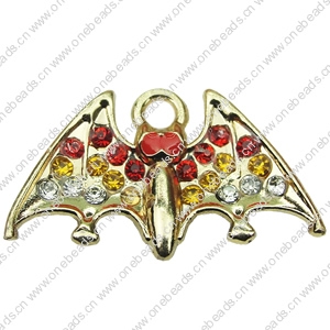 Crystal Zinc alloy Pendant, Fashion jewelry findings, Many colors for choice, Animal 18x28mm, Sold By PC