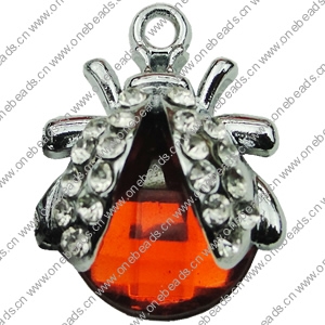 Crystal Zinc alloy Pendant, Fashion jewelry findings, Many colors for choice, Animal 16x23mm, Sold By PC