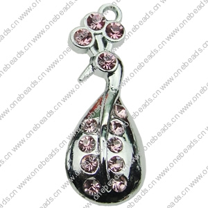 Crystal Zinc alloy Pendant, Fashion jewelry findings, Many colors for choice, Animal 13x35mm, Sold By PC