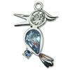 Crystal Zinc alloy Pendant, Fashion jewelry findings, Many colors for choice, Animal 27x37mm, Sold By PC