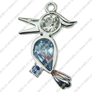 Crystal Zinc alloy Pendant, Fashion jewelry findings, Many colors for choice, Animal 27x37mm, Sold By PC