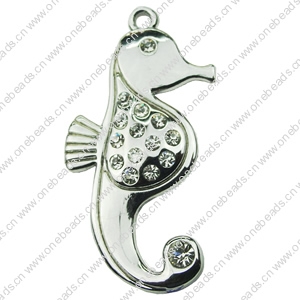 Crystal Zinc alloy Pendant, Fashion jewelry findings, Many colors for choice, Animal 20x41mm, Sold By PC