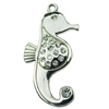 Crystal Zinc alloy Pendant, Fashion jewelry findings, Many colors for choice, Animal 20x41mm, Sold By PC