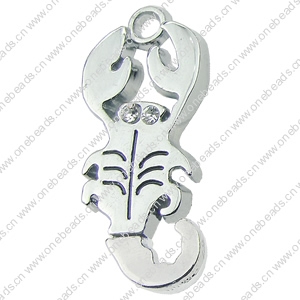 Crystal Zinc alloy Pendant, Fashion jewelry findings, Many colors for choice, Animal 17x38mm, Sold By PC