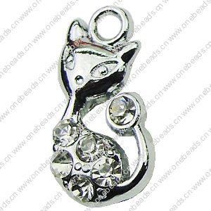 Crystal Zinc alloy Pendant, Fashion jewelry findings, Many colors for choice, Animal 9x16mm, Sold By PC
