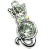 Crystal Zinc alloy Pendant, Fashion jewelry findings, Many colors for choice, Animal 12x25mm, Sold By PC