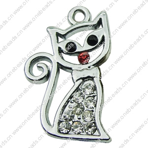 Crystal Zinc alloy Pendant, Fashion jewelry findings, Many colors for choice, Animal 17x27mm, Sold By PC