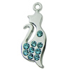 Crystal Zinc alloy Pendant, Fashion jewelry findings, Many colors for choice, Animal 9x25mm, Sold By PC
