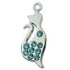 Crystal Zinc alloy Pendant, Fashion jewelry findings, Many colors for choice, Animal 9x25mm, Sold By PC