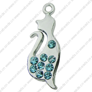 Crystal Zinc alloy Pendant, Fashion jewelry findings, Many colors for choice, Animal 9x25mm, Sold By PC