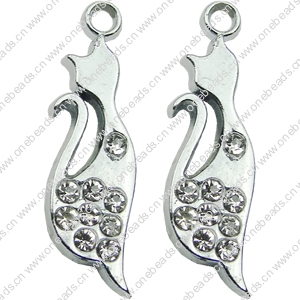 Crystal Zinc alloy Pendant, Fashion jewelry findings, Many colors for choice, Animal 7x22mm, Sold By PC