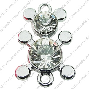 Crystal Zinc alloy Connector, Fashion jewelry findings, Many colors for choice, 21x13mm, Sold By PC