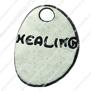 Pendant. Fashion Zinc Alloy jewelry findings.Flat oval 13x18.5mm. Sold by bag