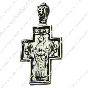 Pendant. Fashion Zinc Alloy jewelry findings.Cross 19x38.5mm. Sold by bag