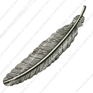 Pendant. Fashion Zinc Alloy jewelry findings.Feather 106x21mm. Sold by bag