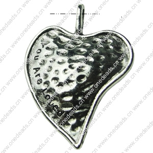 Pendant. Fashion Zinc Alloy jewelry findings. Heart 35.5x26mm. Sold by bag