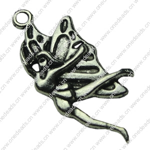 Pendant. Fashion Zinc Alloy jewelry findings. Angel 12x29mm. Sold by bag