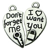 Pendant. Fashion Zinc Alloy jewelry findings.Heart 26x11mm. Sold by bag
