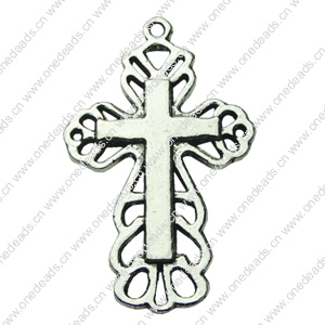 Pendant. Fashion Zinc Alloy jewelry findings.Cross 18x29mm. Sold by bag