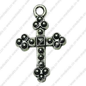 Pendant. Fashion Zinc Alloy jewelry findings. Cross 15x24mm. Sold by bag