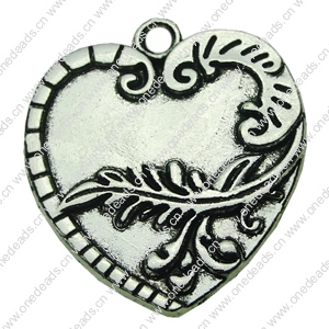 Pendant. Fashion Zinc Alloy jewelry findings. Heart 23x26mm. Sold by bag